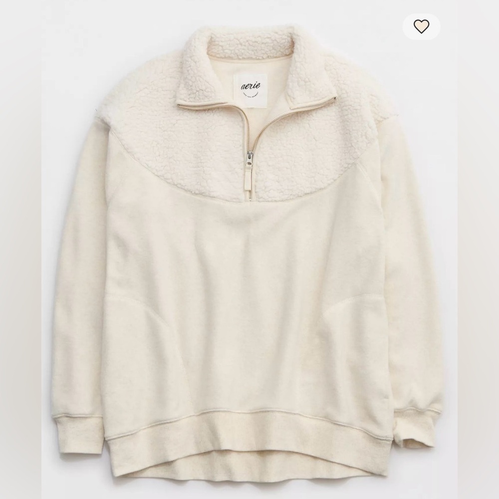Aerie Hometown Holiday Quarter Zip Fleece Sherpa Sweatshirt Womens Size XXS - Picture 3 of 12
